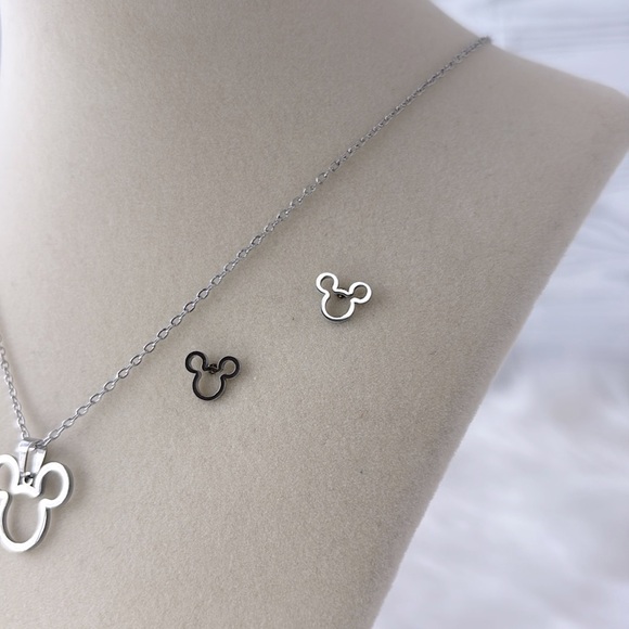 Mickey Mouse Stainless Steel Necklace and Earring Set - Picture 7 of 11